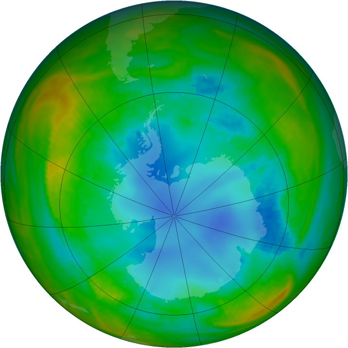 Antarctic ozone map for 10 August 1989